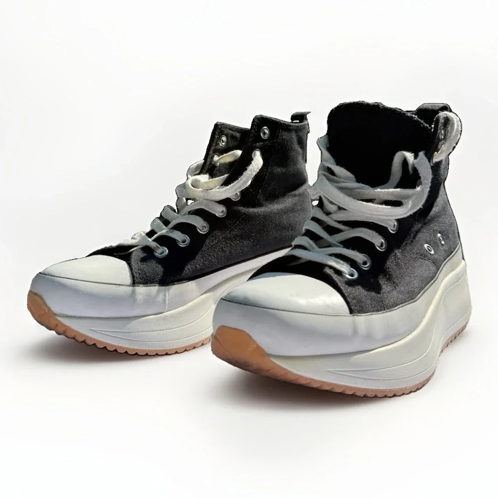 Madden Girl Winnona Black Canvas High Top Platform Sneakers Shoes Womens Size 9